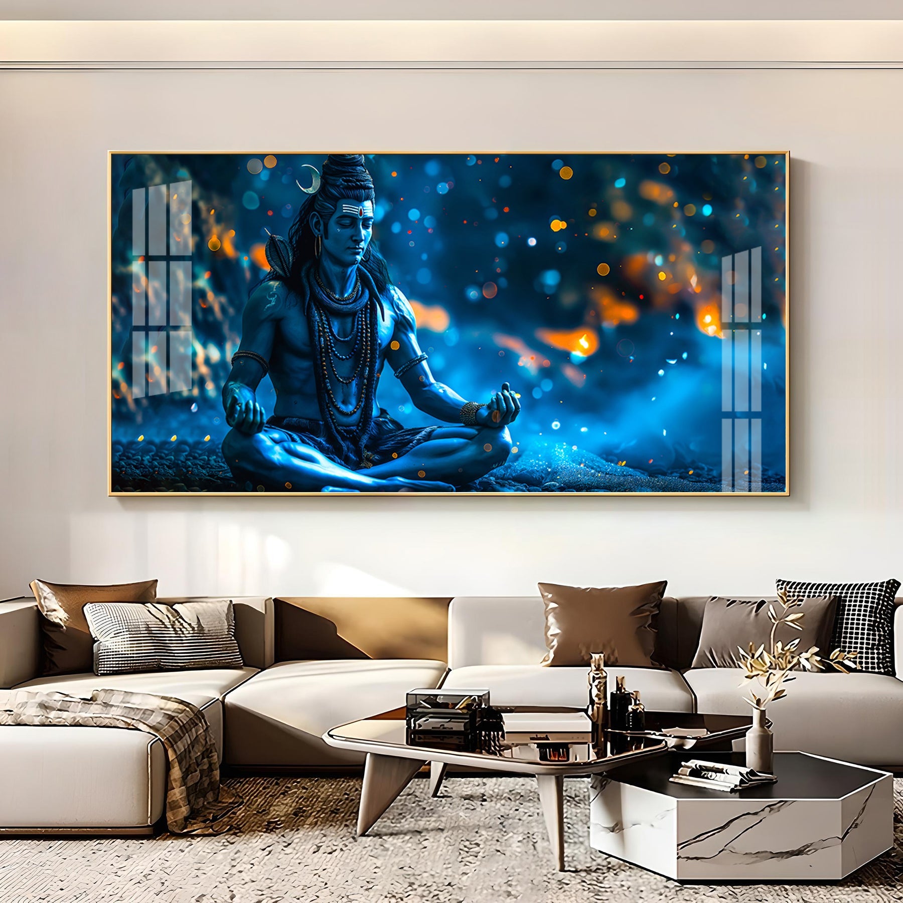 Mahadev In Spiritual Endeavor Premium Acrylic Horizontal Wall Art