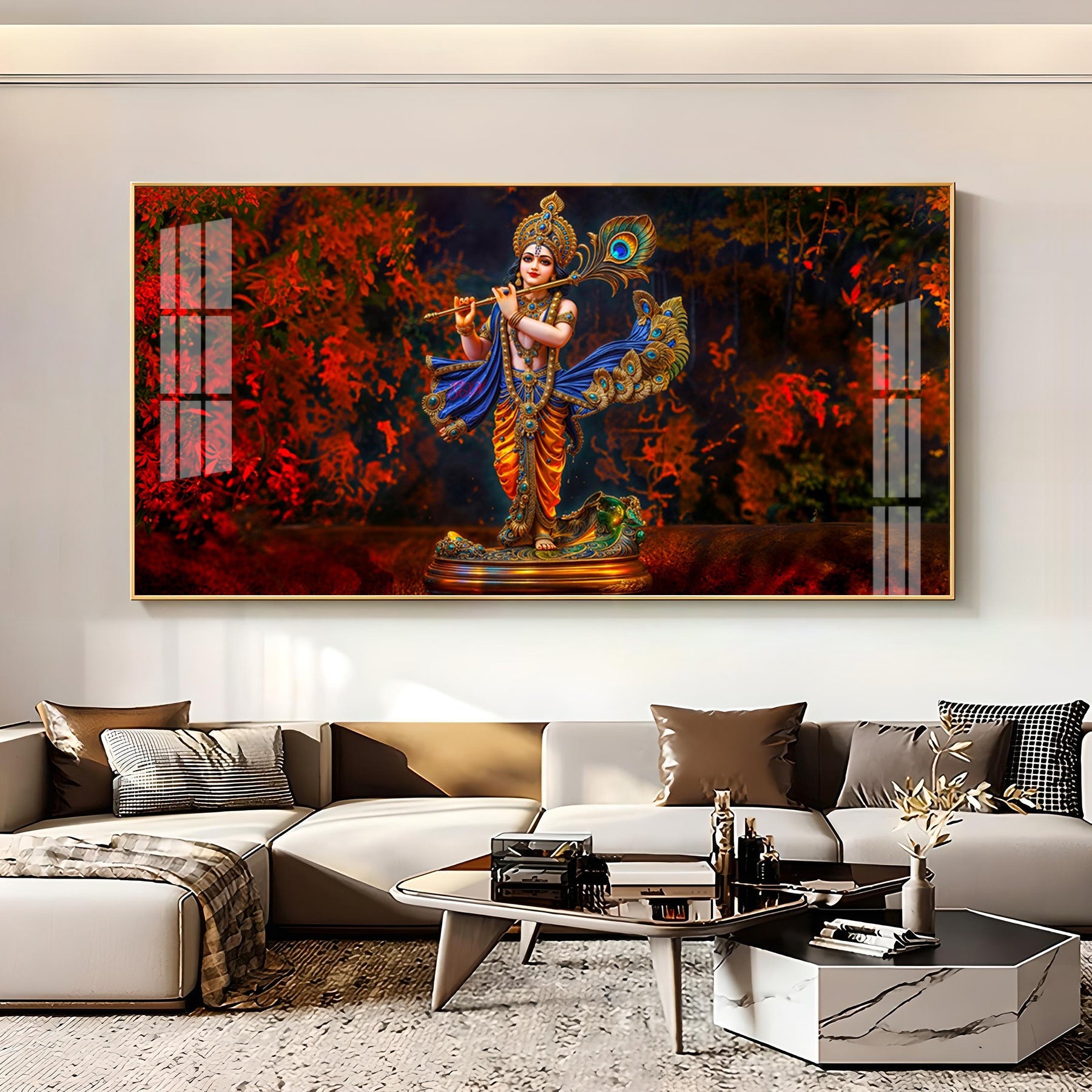 Little Keshava With Flute Premium Acrylic Horizontal Wall Art