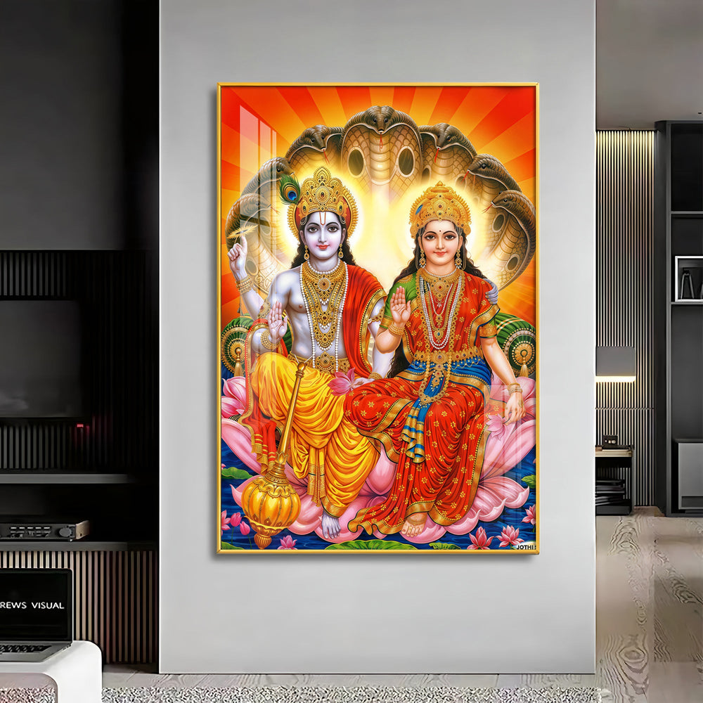 Laxmi Narayan Premium Acrylic Vertical Wall Art