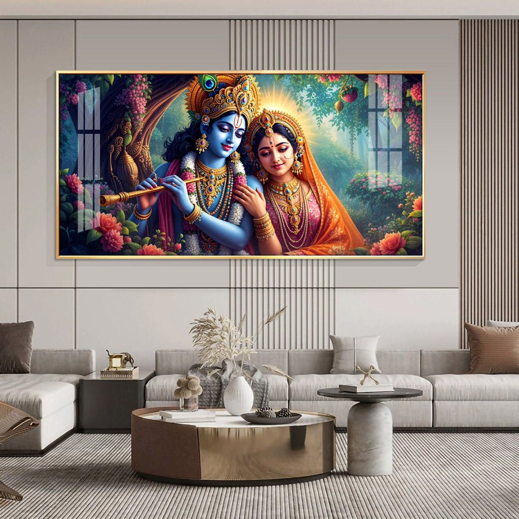 The Krishna-Radha Masterpiece Premium Acrylic Horizontal Wall Art