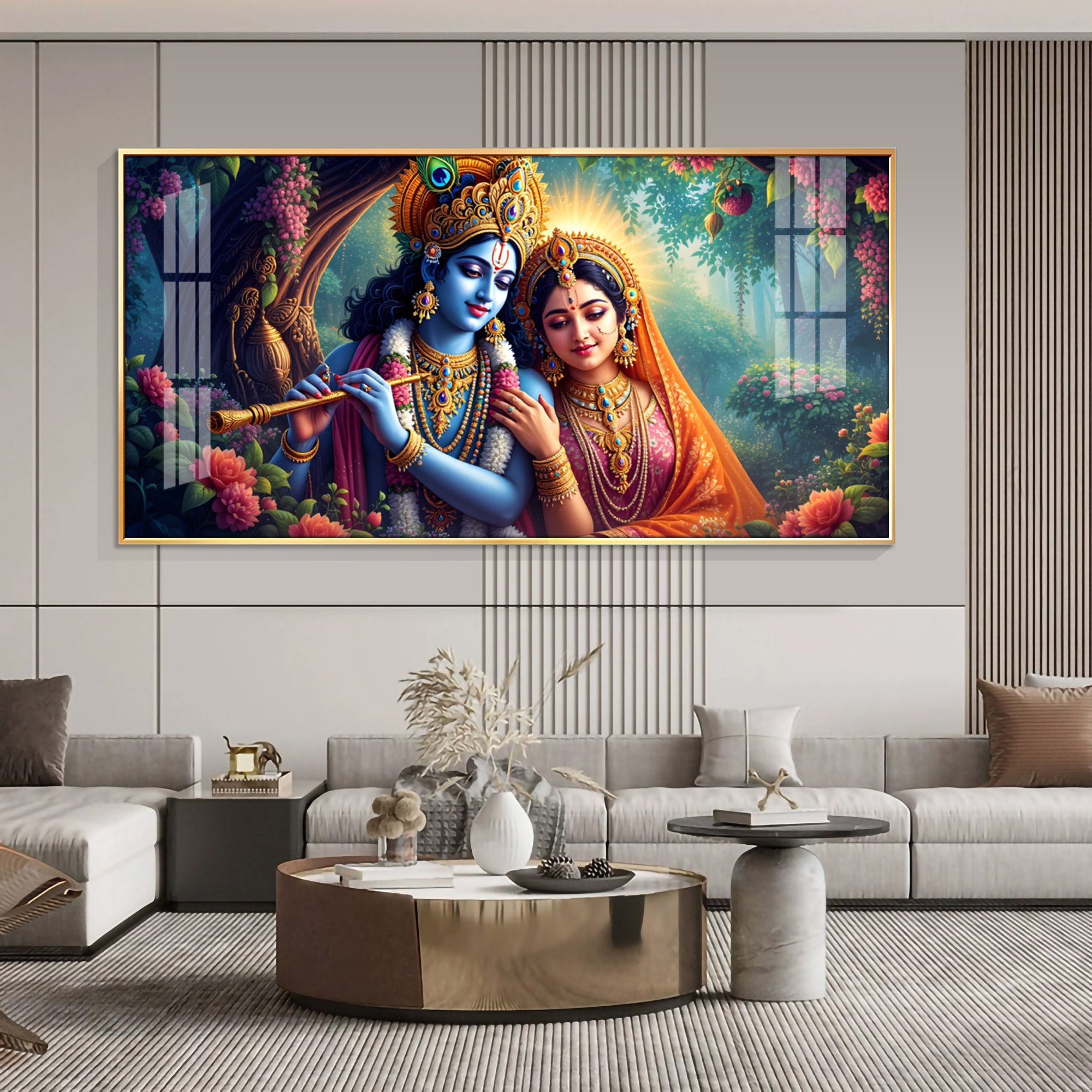 The Krishna-Radha Masterpiece Premium Acrylic Horizontal Wall Art