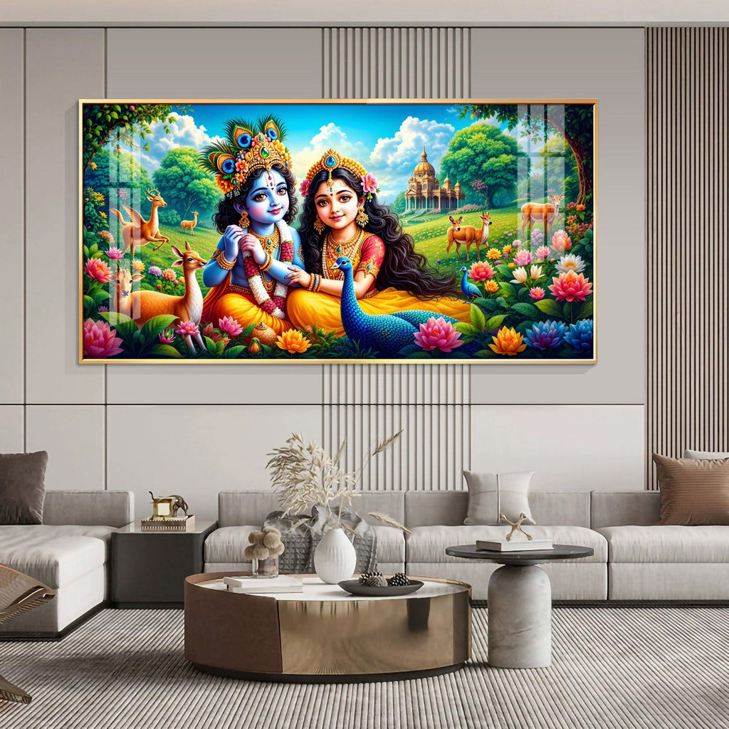 Natkhat Gopala & Radha Premium Acrylic Horizontal Wall Art