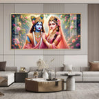 Radha Rani With Krishna Premium Acrylic Horizontal Wall Art