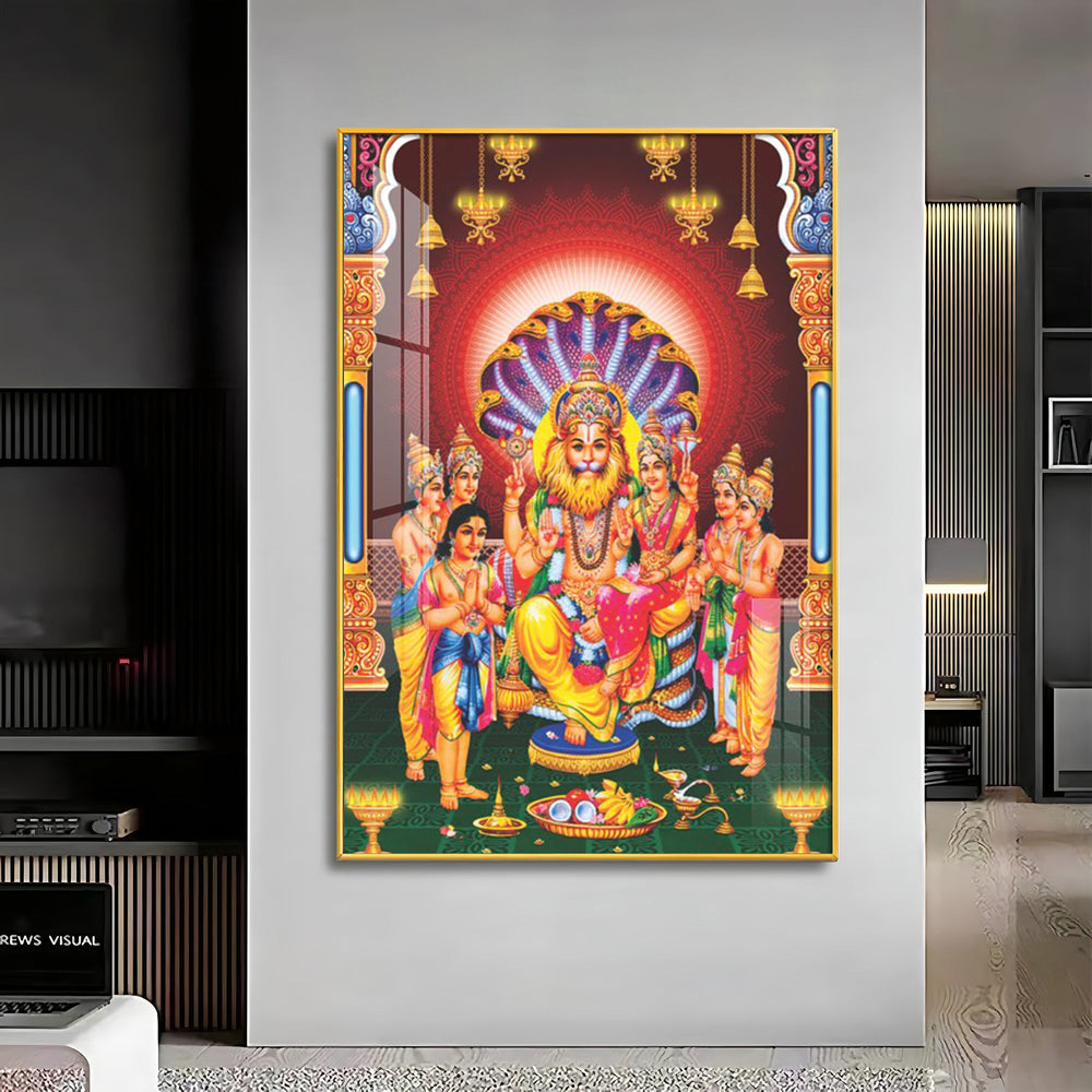 Lakshmi Narasimha Premium Acrylic Vertical Wall Art