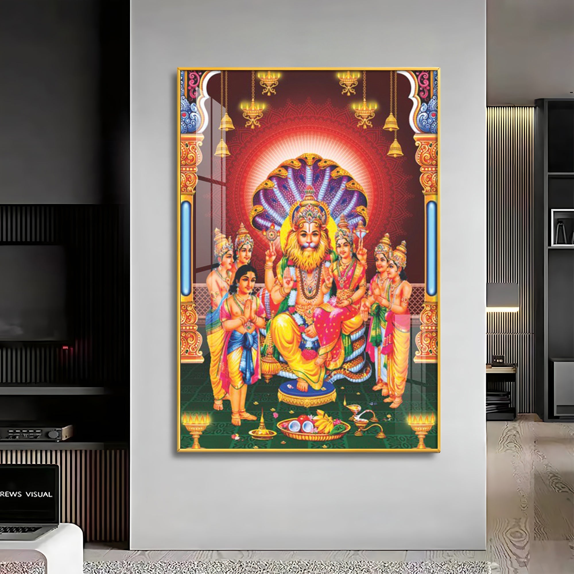 Lakshmi Narasimha Premium Acrylic Vertical Wall Art