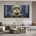 Meditating Buddha In Night Premium Acrylic Horizontal Wall Art