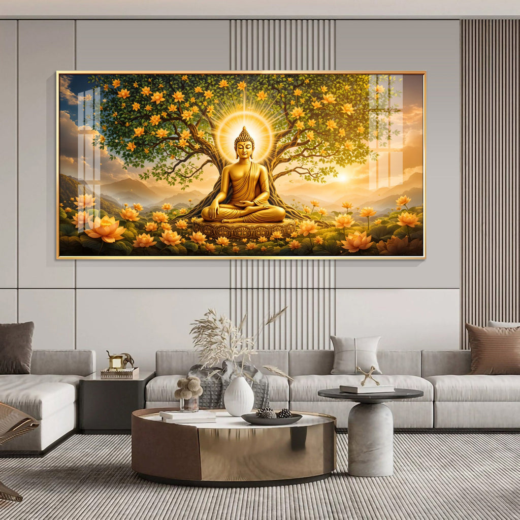 Buddha Meditating In Dayspring Premium Acrylic Horizontal Wall Art