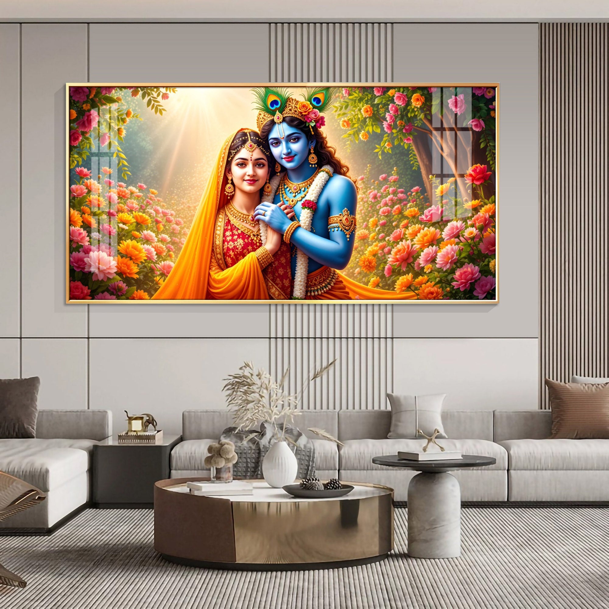 Radha Krishna Boundless Bhakti Premium Acrylic Horizontal Wall Art