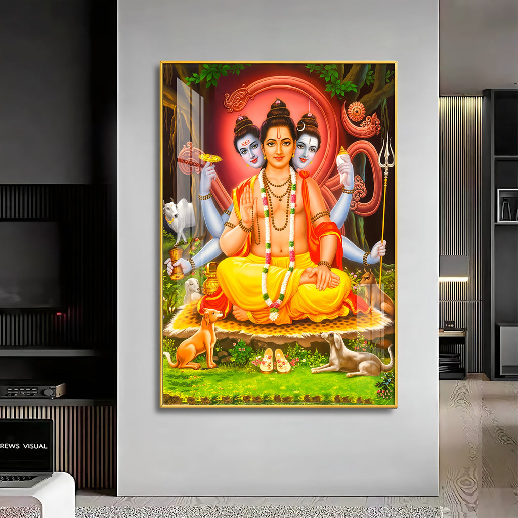 Lord Dattatreya Premium Acrylic Vertical Wall Art