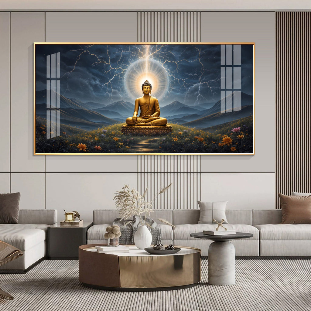 Radiant Buddha Mural Premium Acrylic Horizontal Wall Art