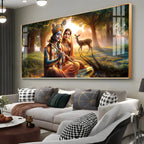 Krishna and Radha Living Portrait Premium Acrylic Horizontal Wall Art
