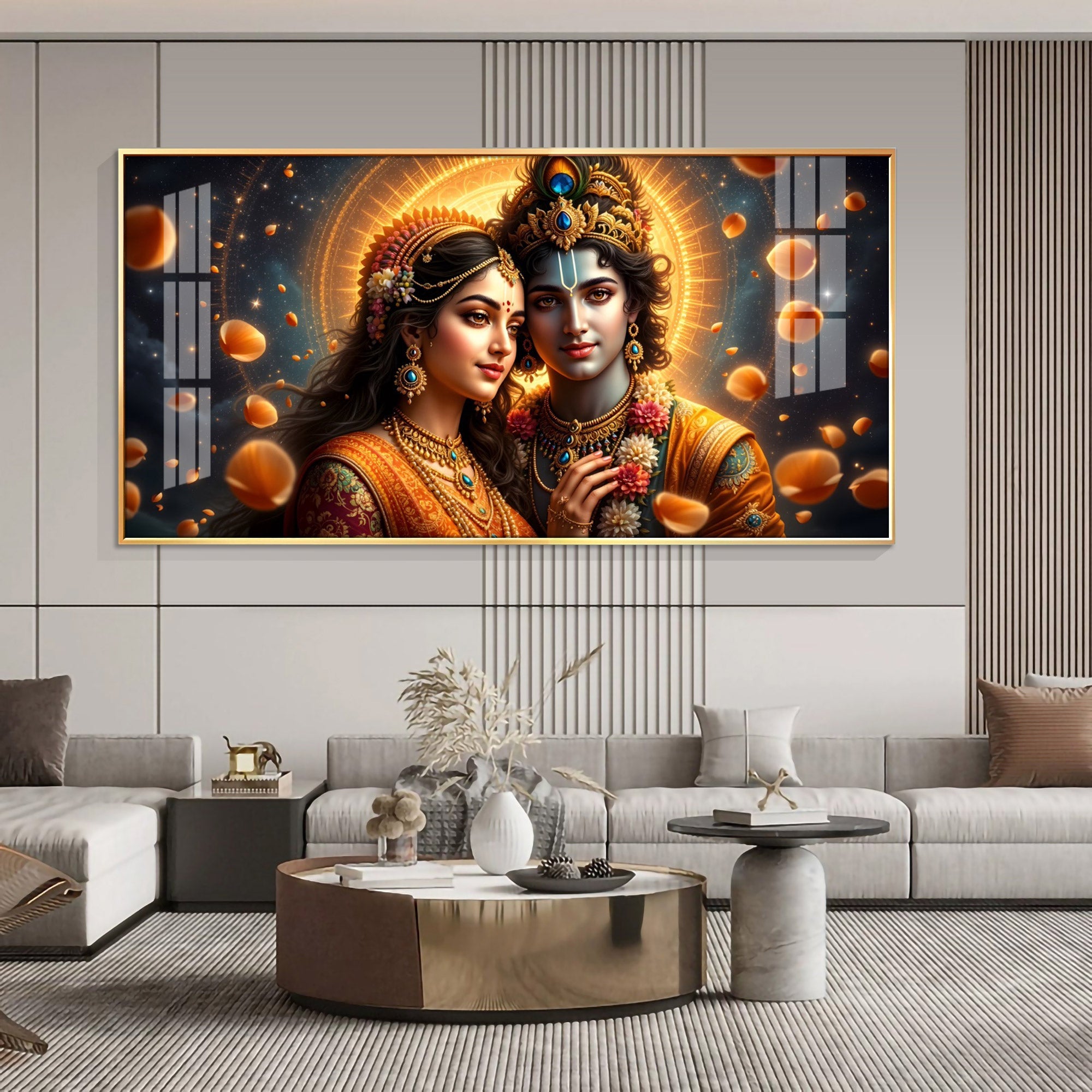 Transcendent Spirits Of Krishna Radha Premium Acrylic Horizontal Wall Art