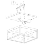 2 Bulb Steel Ceiling Light with Black Clear Glass