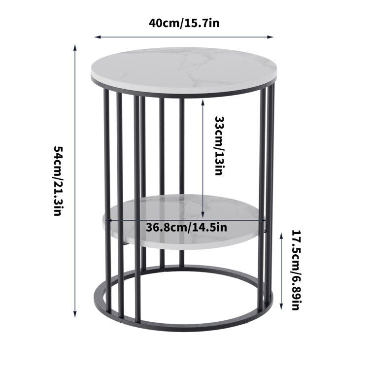 2 - Tier Round Shape Modern Designer End Side Table - Decor Smart