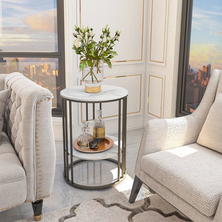 2 - Tier Round Shape Modern Designer End Side Table - Decor Smart