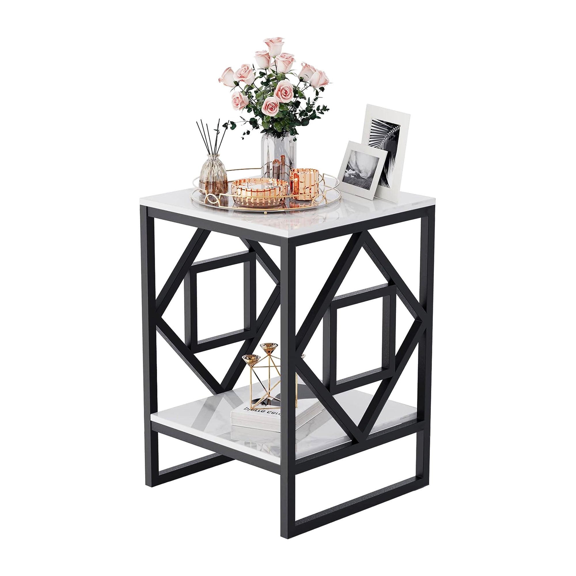 2 - Tier Square Shape Modern Designer End Side Table - Decor Smart