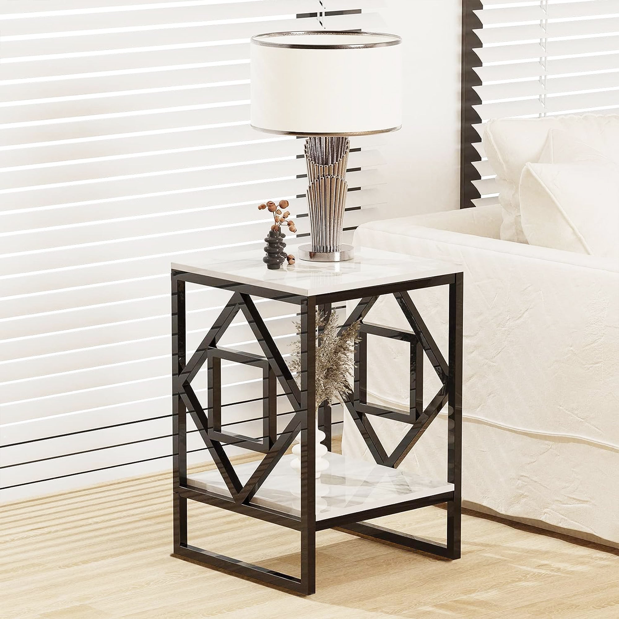2 - Tier Square Shape Modern Designer End Side Table - Decor Smart