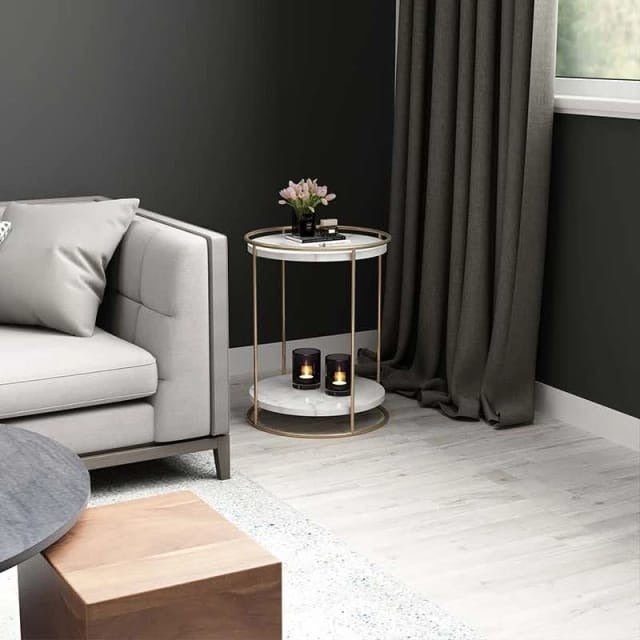 2 Tiered with Gold End Faux Marble Side Table - Decor Smart