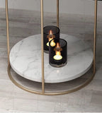 2 Tiered with Gold End Faux Marble Side Table - Decor Smart
