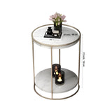 2 Tiered with Gold End Faux Marble Side Table - Decor Smart