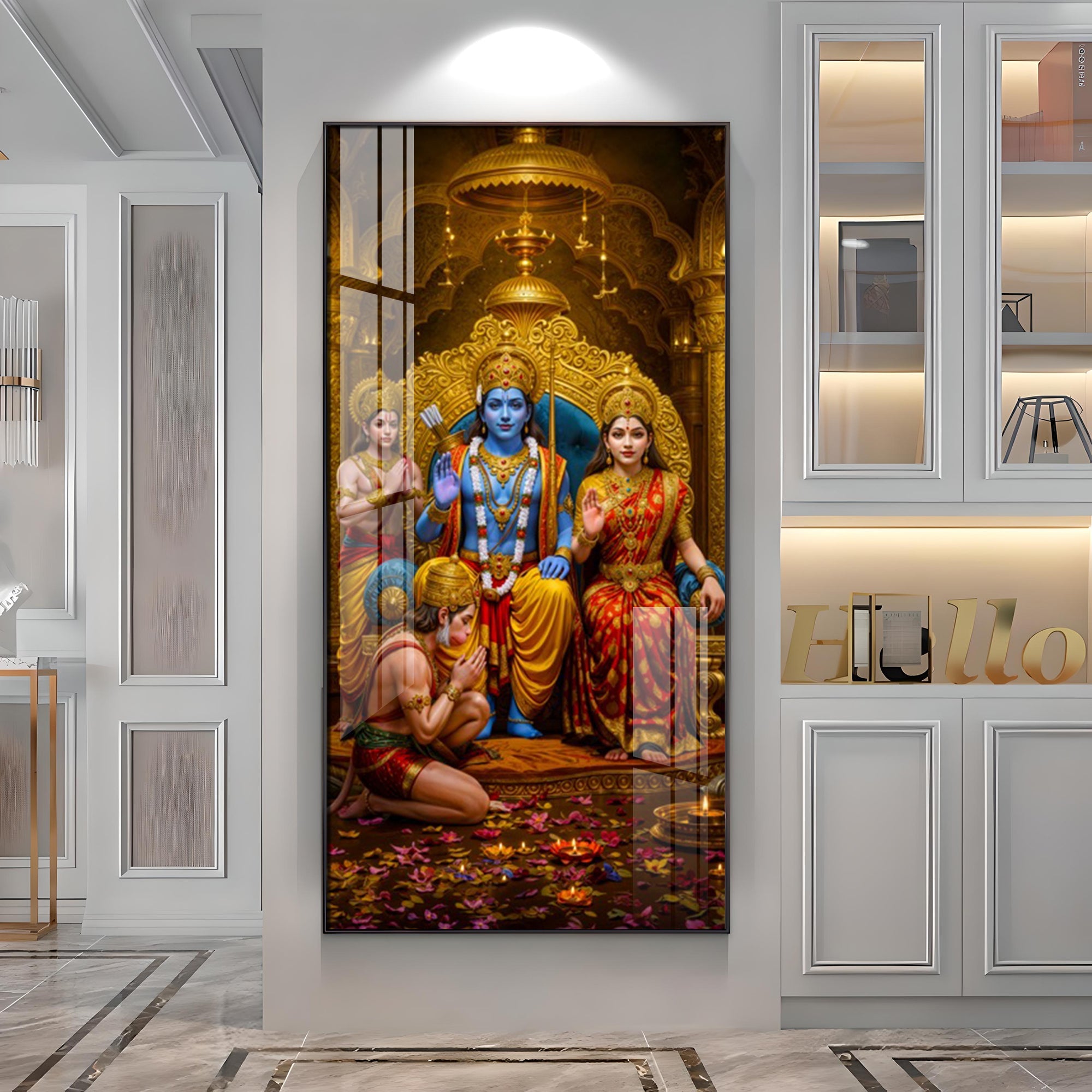 Devotion Of Hanuman Premium Acrylic Vertical Wall Art