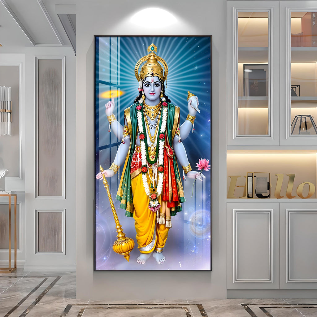 Lord Vishnu ji Premium Acrylic Vertical Wall Art