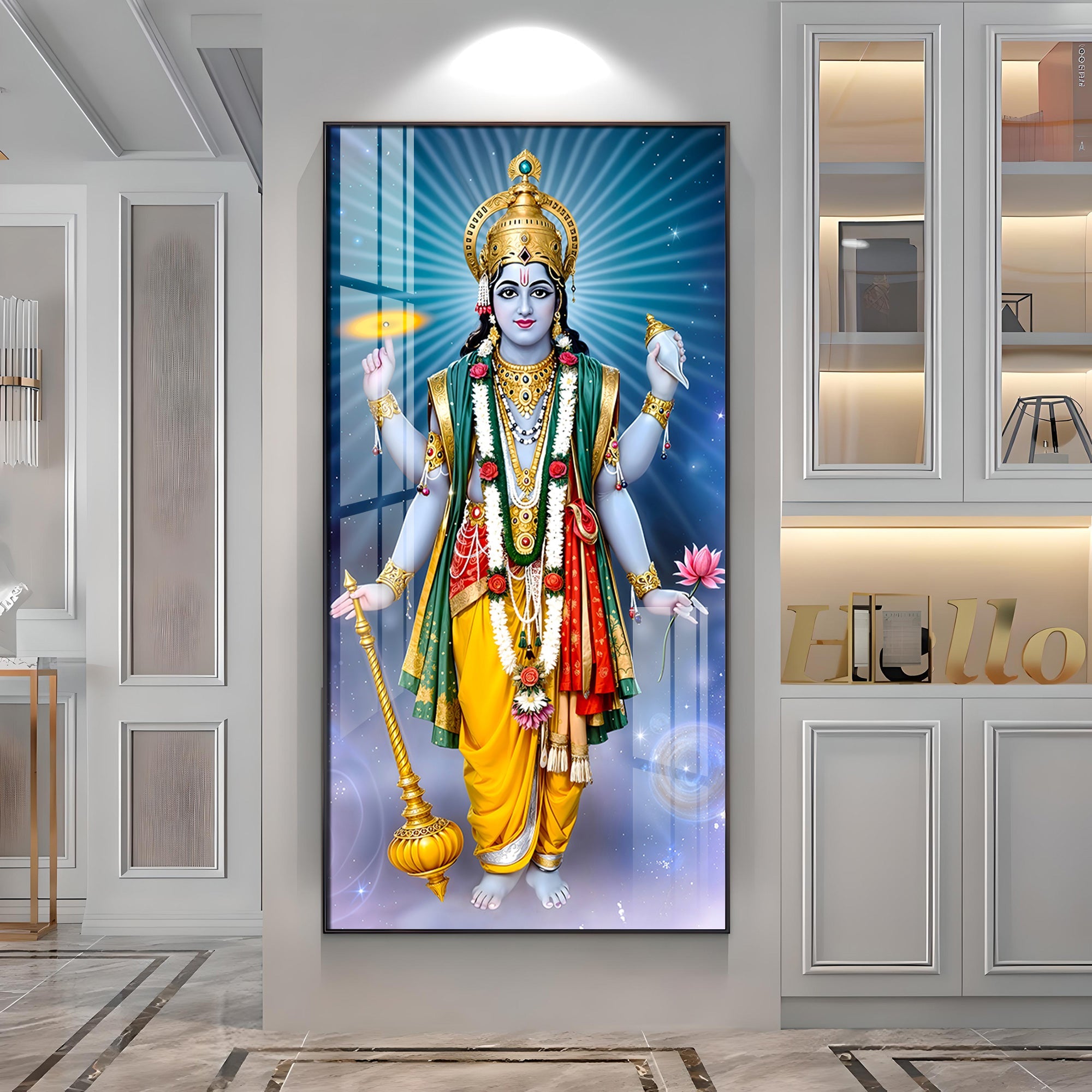 Lord Vishnu ji Premium Acrylic Vertical Wall Art