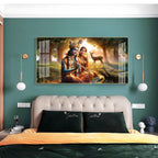 Krishna and Radha Living Portrait Premium Acrylic Horizontal Wall Art