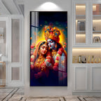 Krishna And Radha Bond Premium Acrylic Vertical Wall Art
