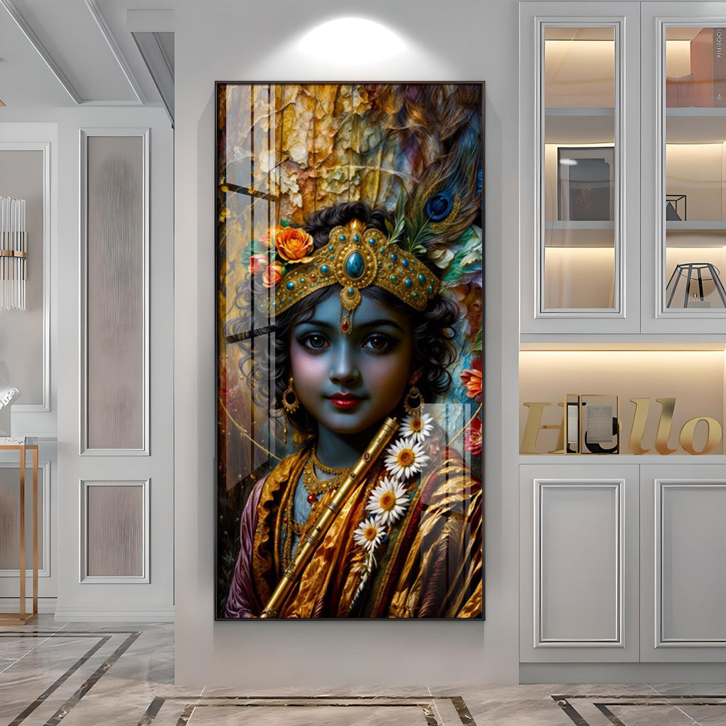 Krishna Essence Premium Acrylic Vertical Wall Art