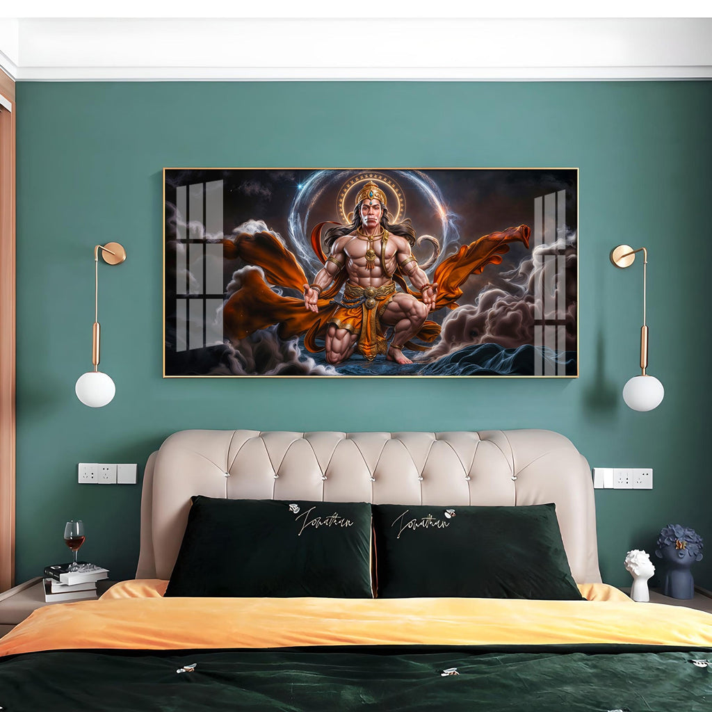 Ethereal Guardian Hanuman Premium Acrylic Horizontal Wall Art