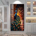 Peacock In Blaze Premium Acrylic Vertical Wall Art