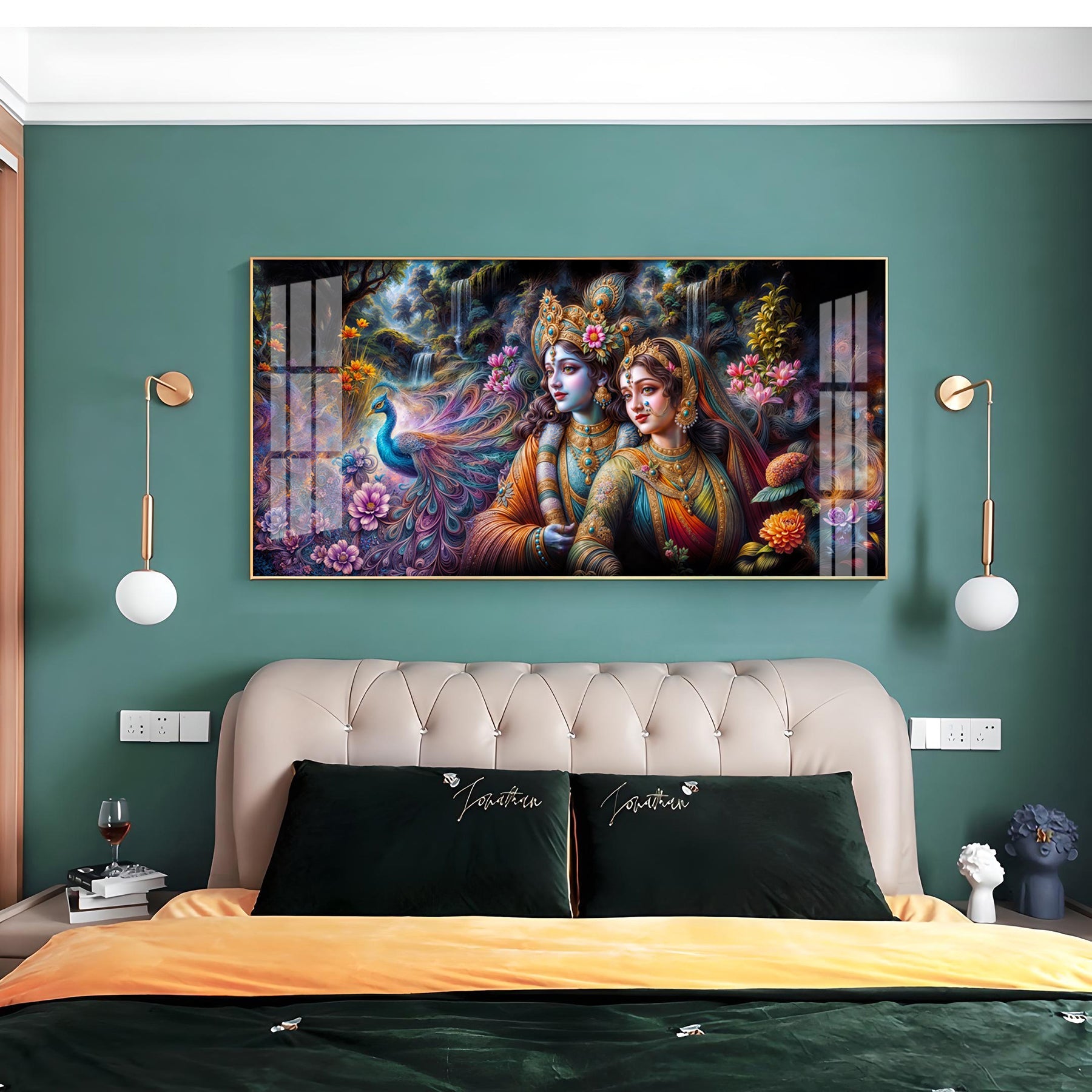 Radha & Krishna Masterpiece Premium Acrylic Horizontal Wall Art