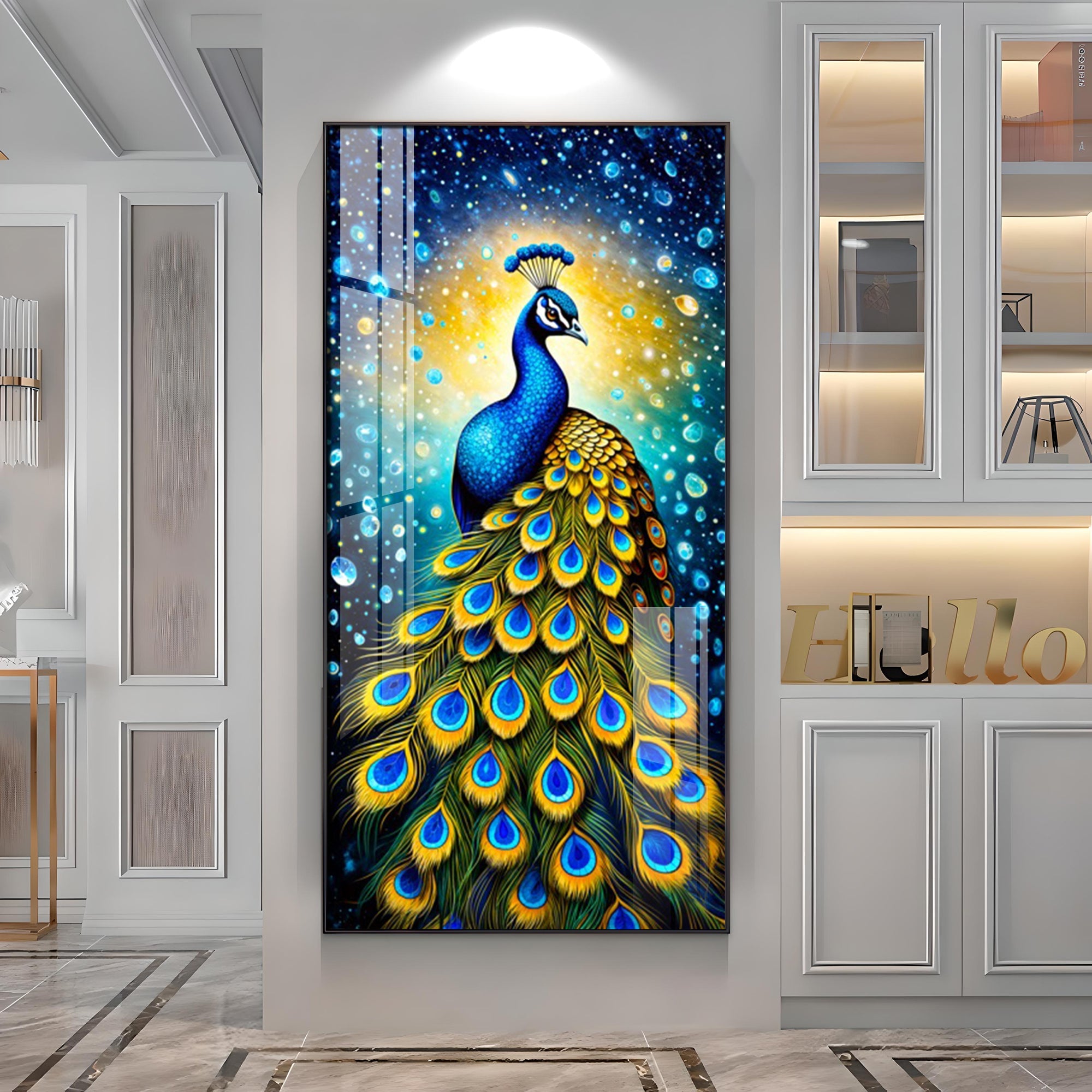 Peacock Majesty Premium Acrylic Vertical Wall Art
