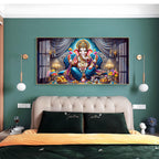 Lord Ganesha With Laddu Premium Acrylic Horizontal Wall Art