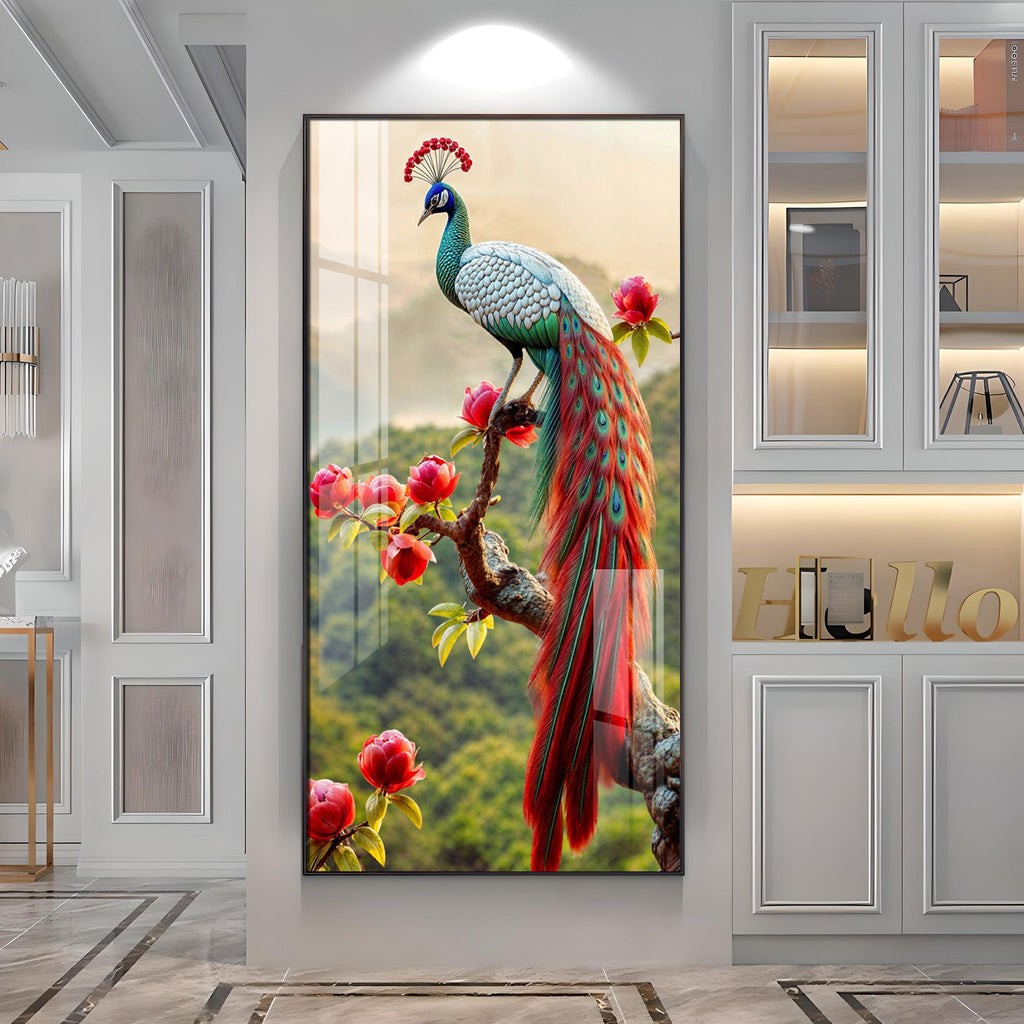 The Peacock Artistry Premium Acrylic Vertical Wall Art