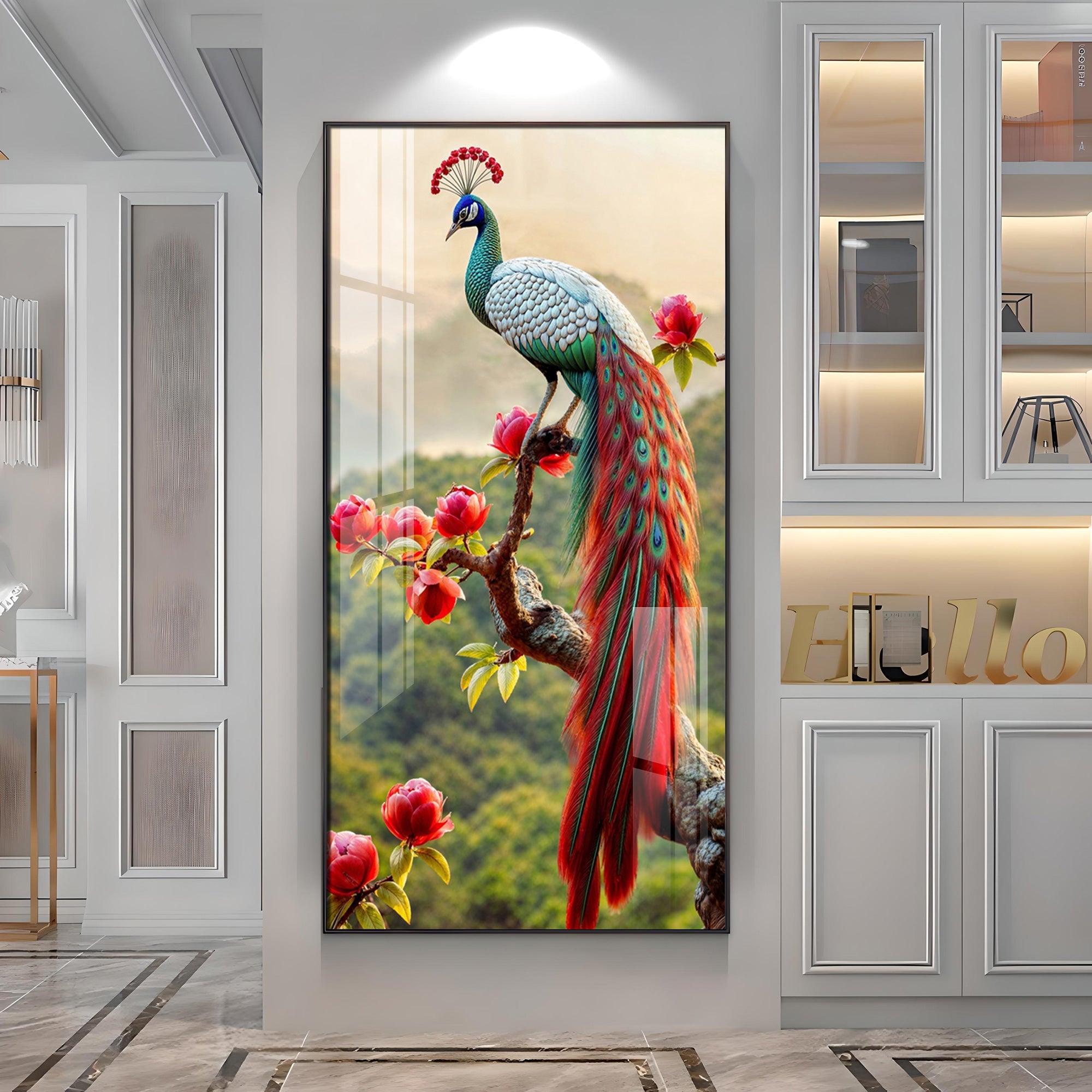 The Peacock Artistry Premium Acrylic Vertical Wall Art