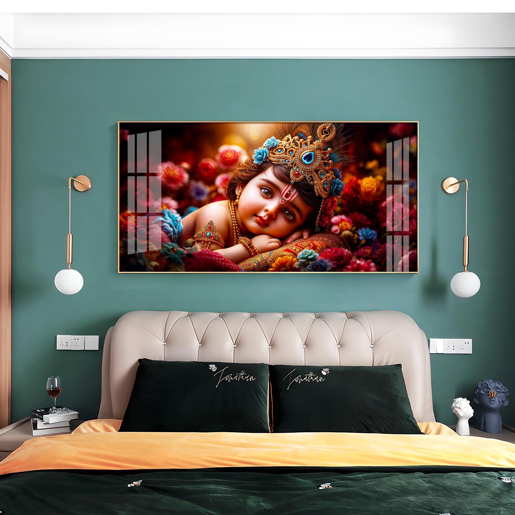 Cute Little Krishna Premium Acrylic Horizontal Wall Art