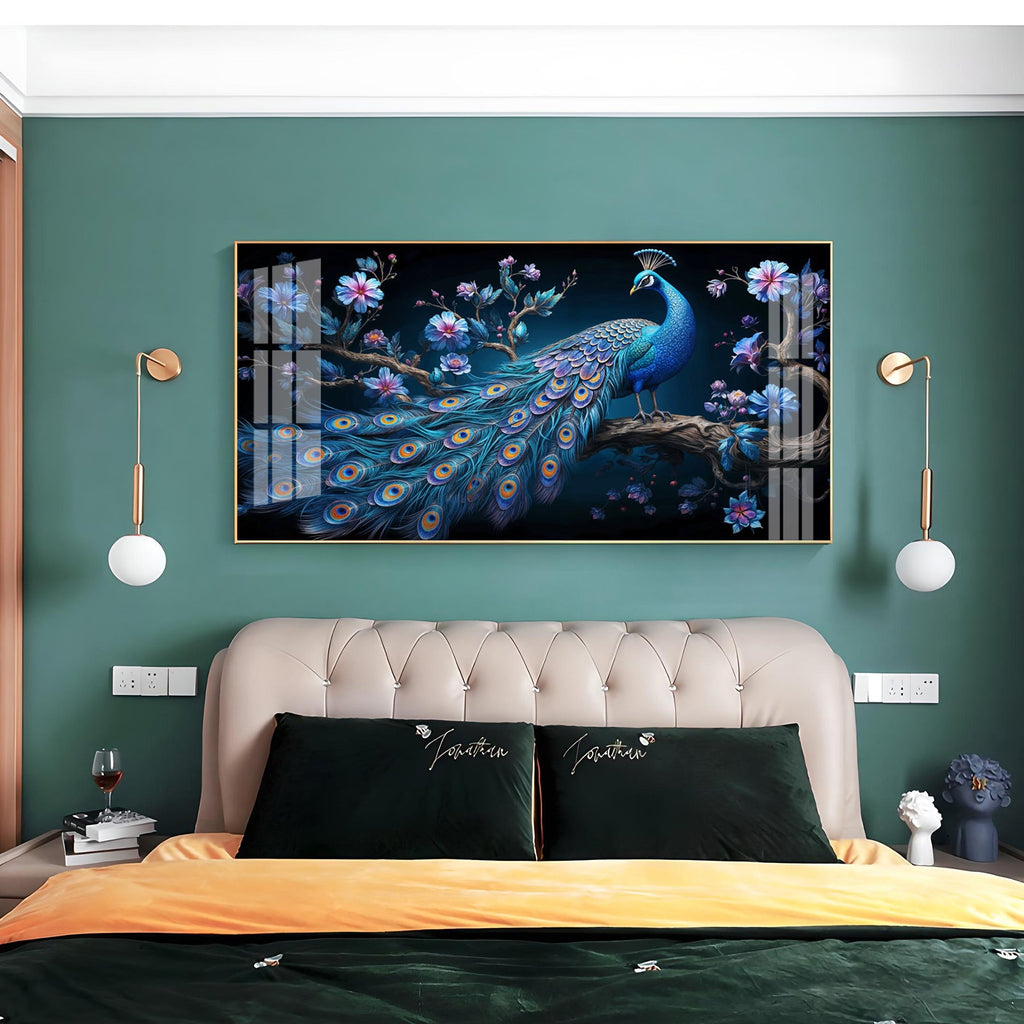Surreal Peacock Scenery Premium Acrylic Horizontal Wall Art