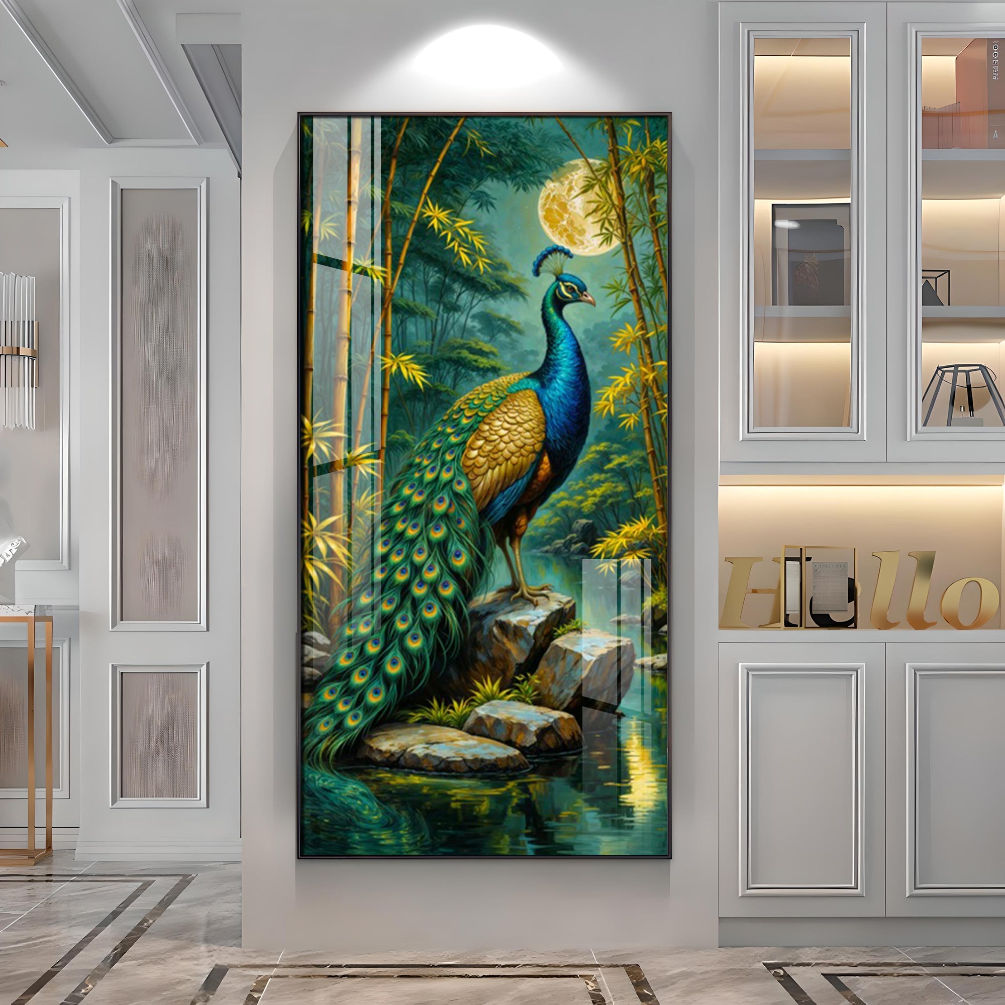 Forest Peacock Premium Acrylic Vertical Wall Art