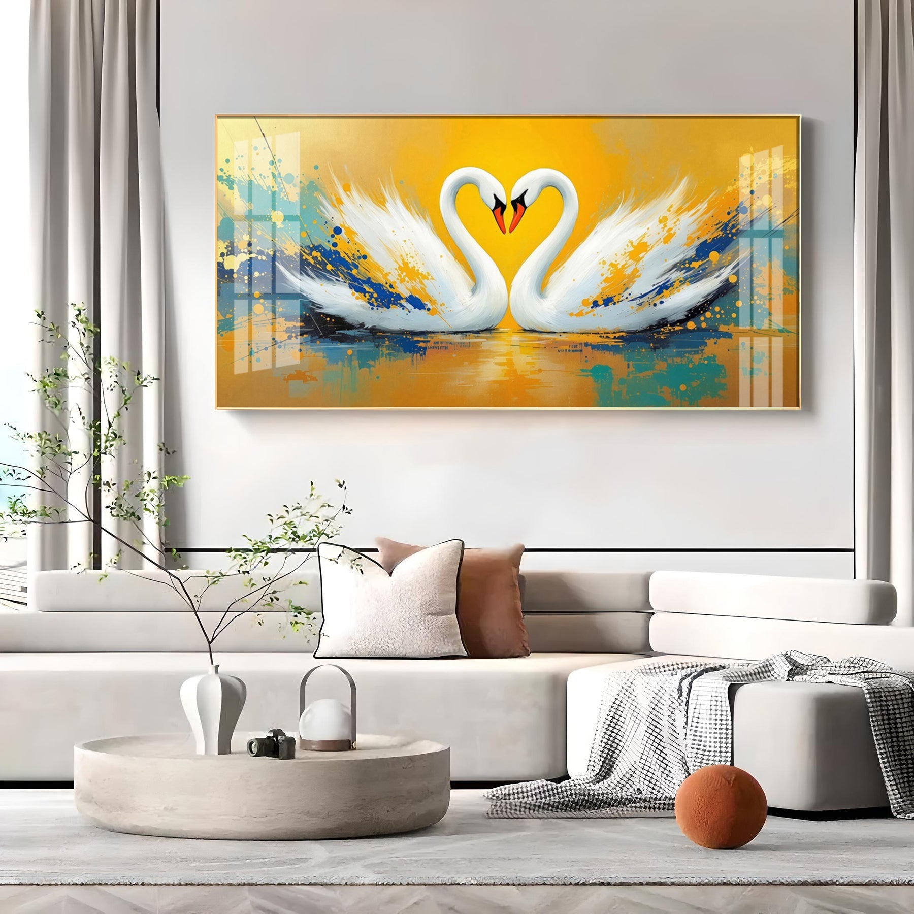 Beloved Swan Hugging Premium Acrylic Horizontal Wall Art
