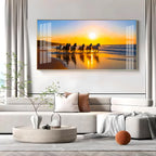 Running horses In Seaside Stallion Premium Acrylic Horizontal Wall Art