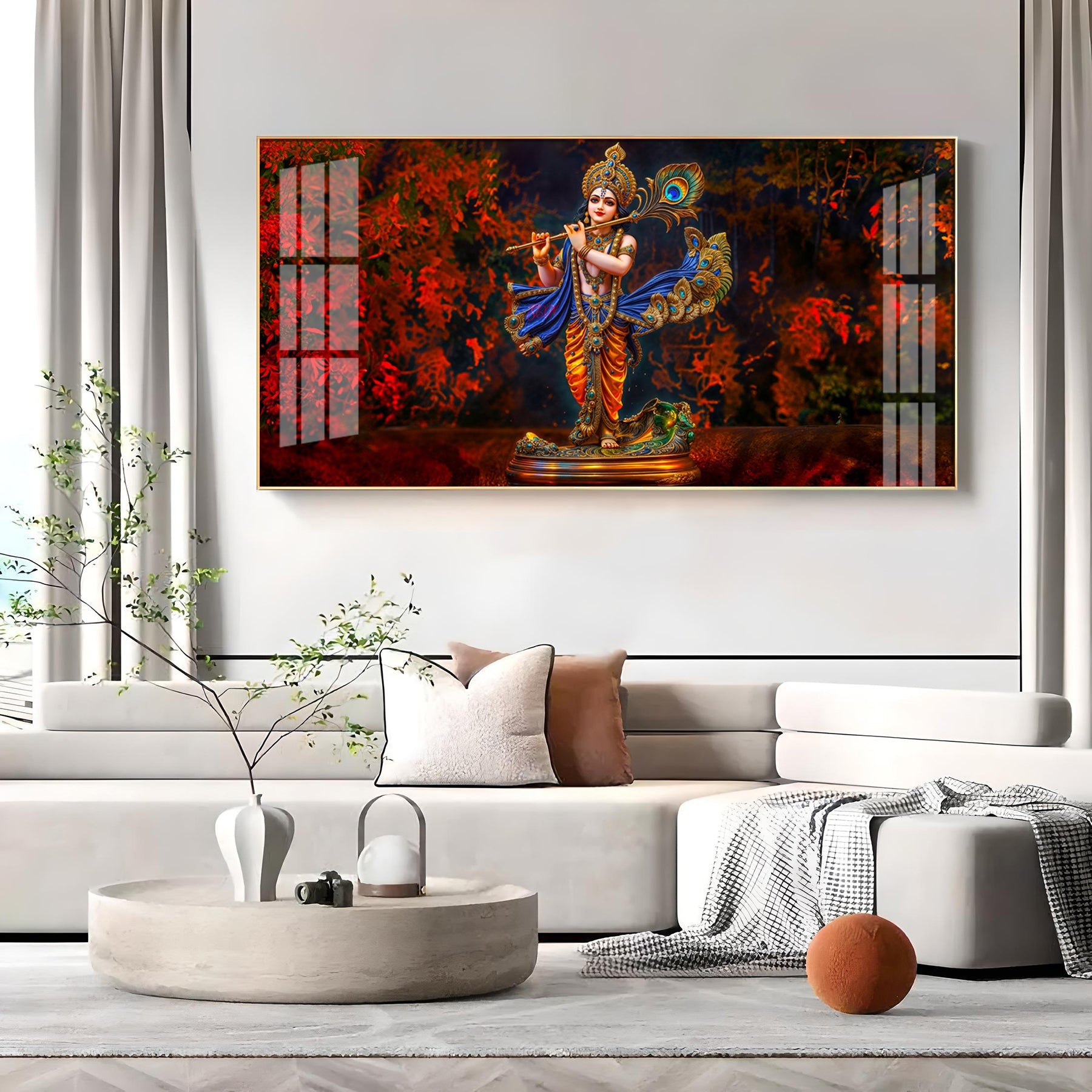 Little Keshava With Flute Premium Acrylic Horizontal Wall Art