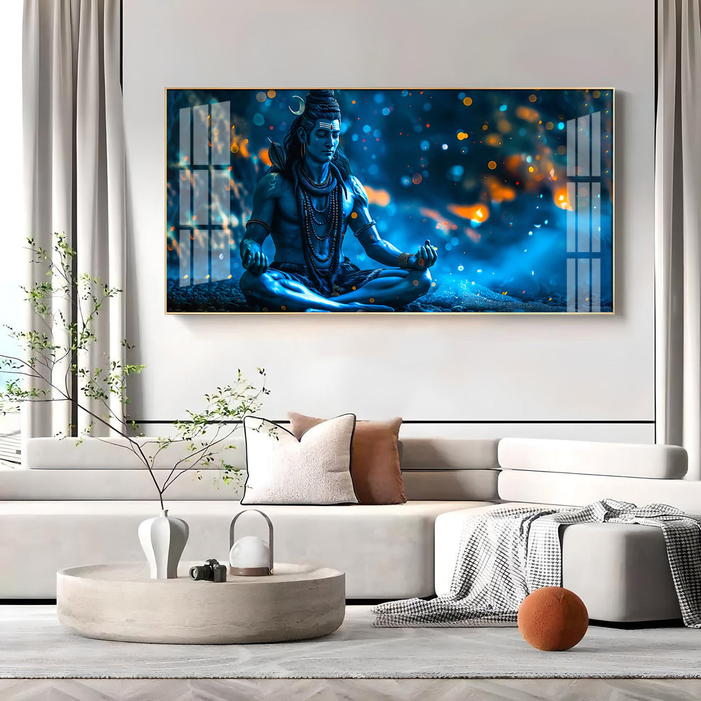 Mahadev In Spiritual Endeavor Premium Acrylic Horizontal Wall Art