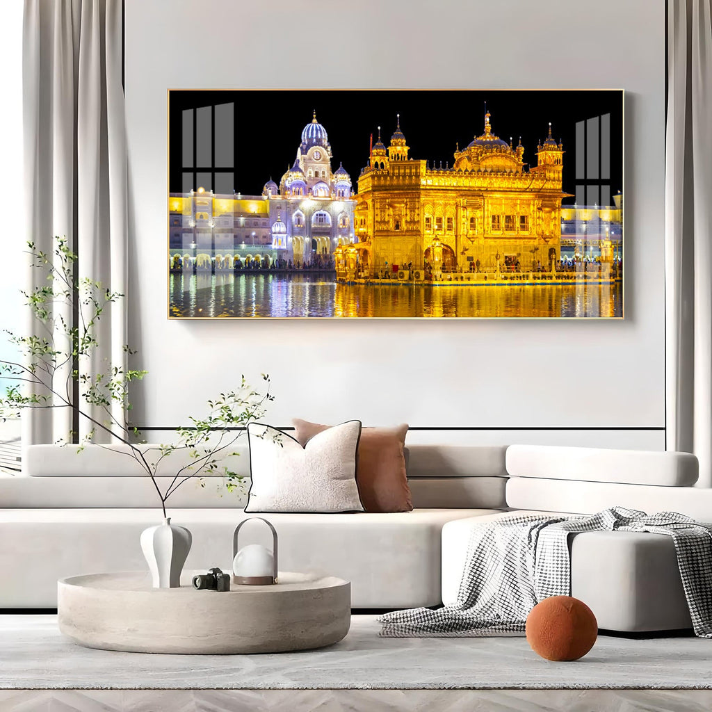 The Majestic Golden Temple Premium Acrylic Horizontal Wall Art