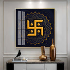 Golden Swastika Character Premium Acrylic Square Wall Art