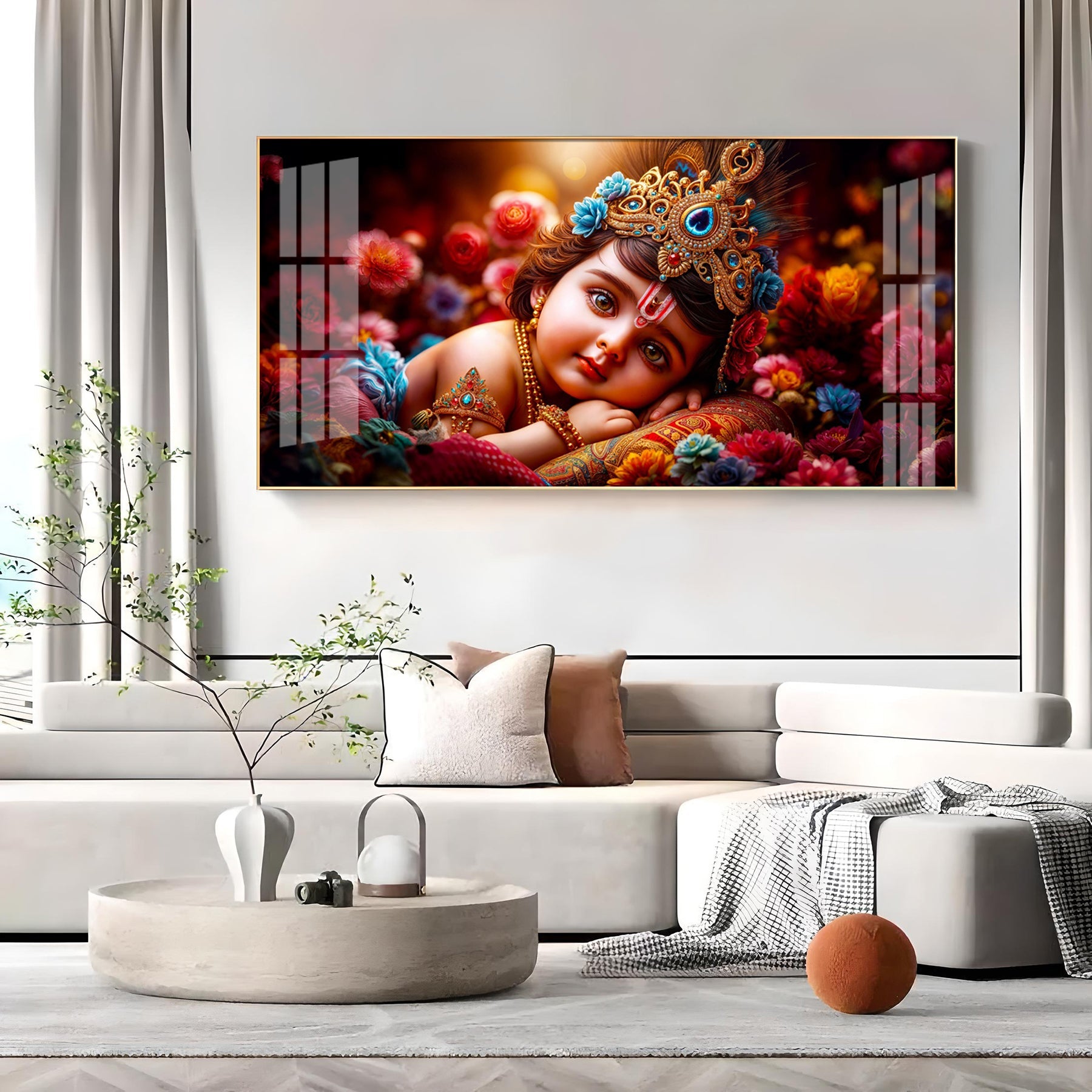 Cute Little Krishna Premium Acrylic Horizontal Wall Art