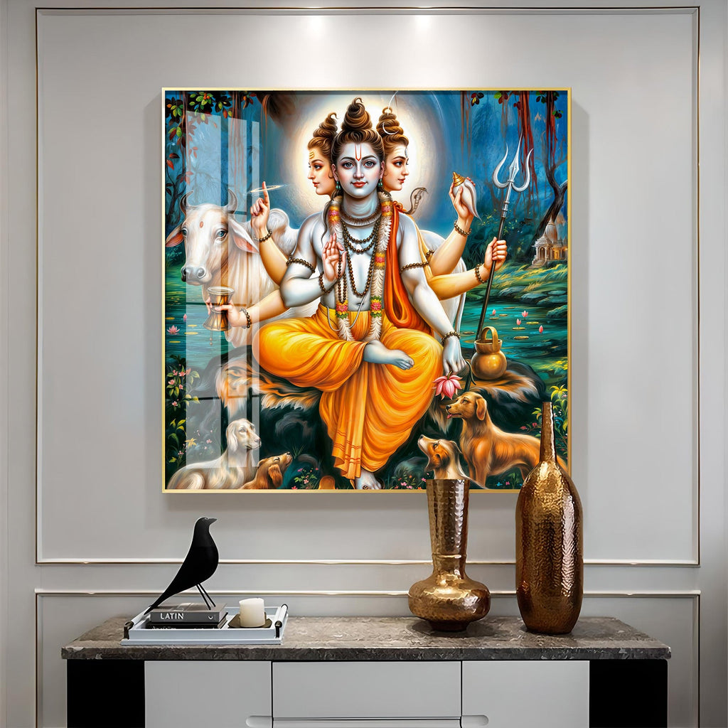 Lord Dattatreya Premium Acrylic Square Wall Art