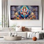 Lord Ganesha With Laddu Premium Acrylic Horizontal Wall Art