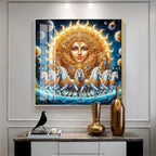 Horses in Bloom Premium Acrylic Square Wall Art
